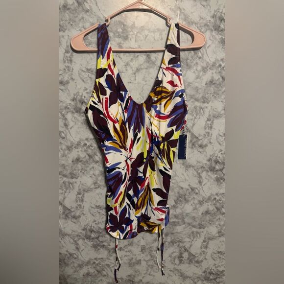 Sonnet Shores Other - Sonnet Shores NWT White Floral Tankini Swim Top Adjustable Straps Size 10 Floral